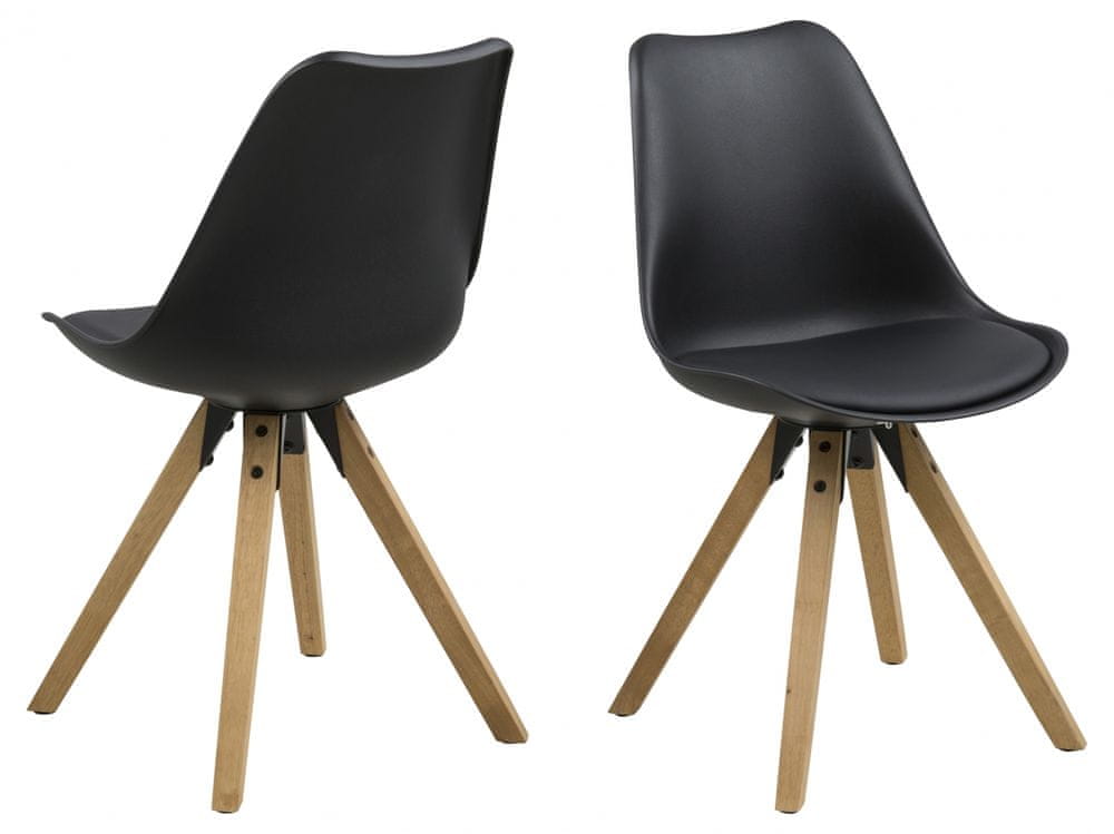 Design Scandinavia Jedálenská stolička Dima (SET 2ks), syntetická koža, čierna/hnedá